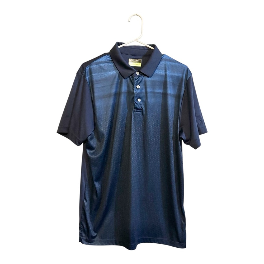 PGA Tour ProSeries Men's Large Navy Blue Gradient Performance Golf Polo‎
